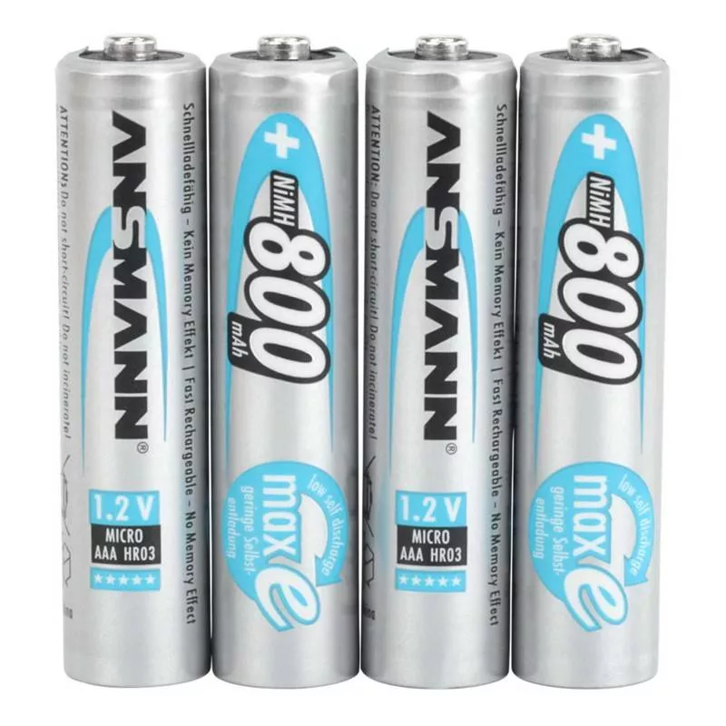 Blister de 4 piles accus rechargeables nimh aaa hr03 800mah 1 2v