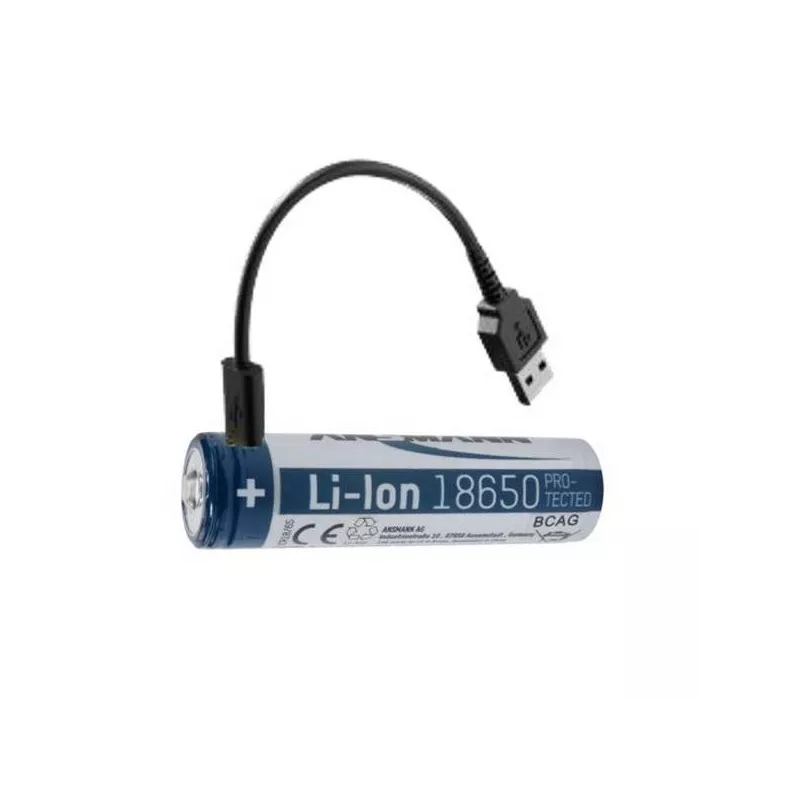 Batterie Li-Ion 18650 3400mAh avec prise Micro-USB ANSMANN / MEGA-PILES