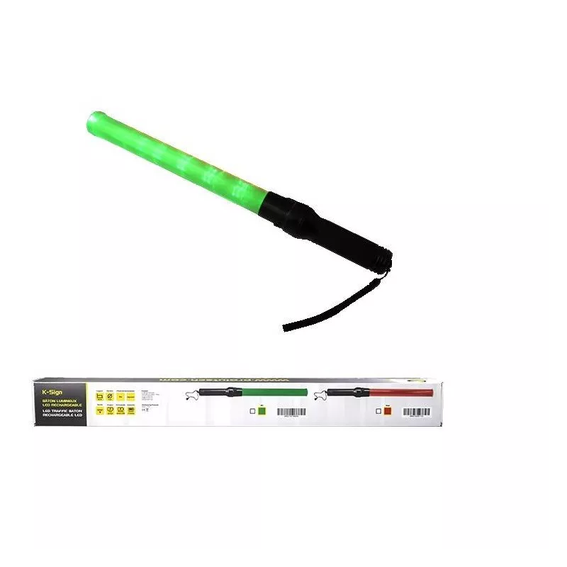 Rechargeable LED trafic baton Green - K-Sign
