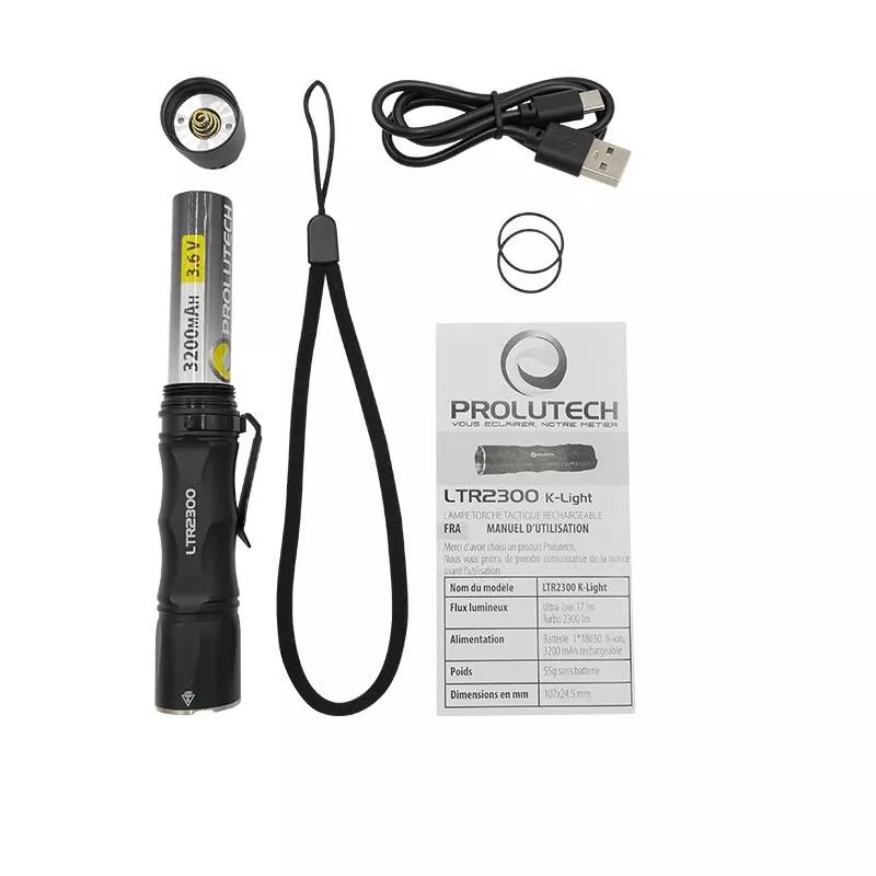 Lampe tactique puissante LED LTR2300 - 2300 lumens par Prolutech