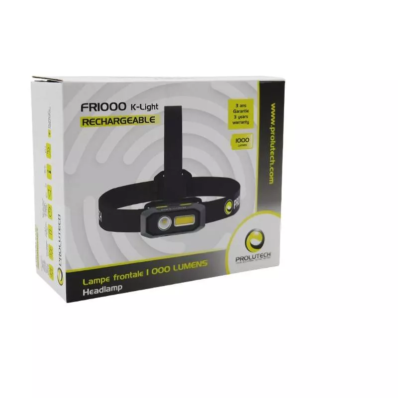 Lampe frontale LED puissante FR1000 K-Light rechargeable par Prolutech