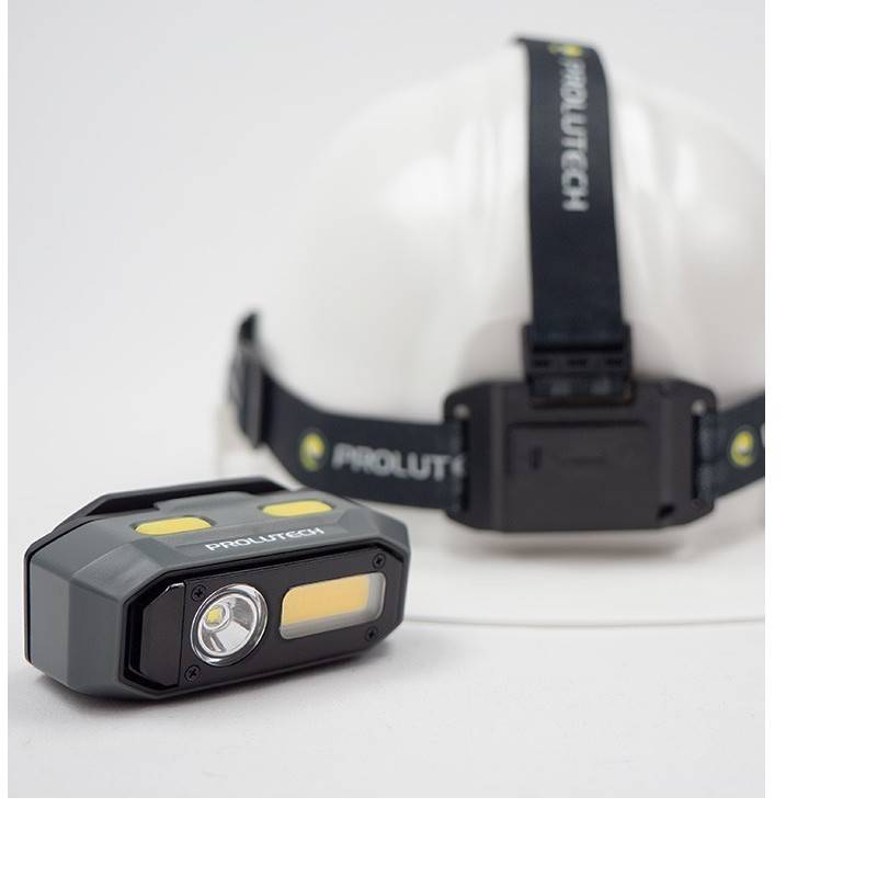 Linterna frontal K-Light FR1000 LED, desmontable y montada en un casco duro
