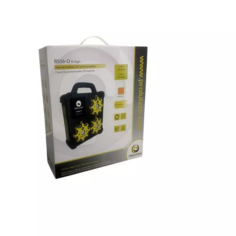 Prolutech Case of 6 Rechargeable and Synchronizable Orange LED Beacons
