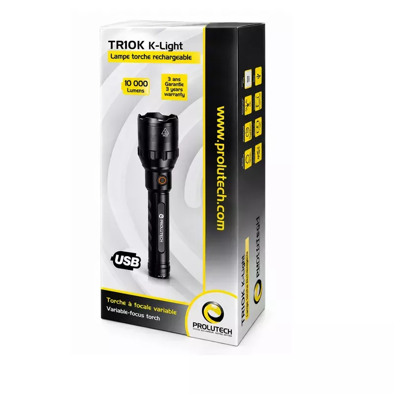 Powerful TR10K varial-focus flashlight