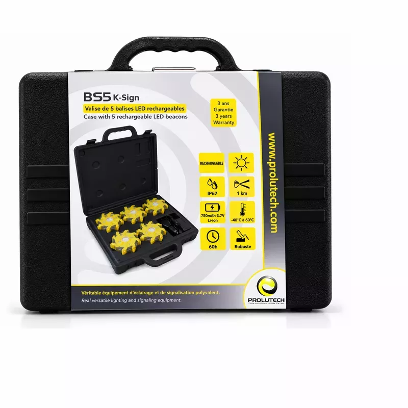 Packaging BS5 K-Sign valise de 5 balises LED Prolutech