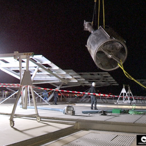Eclairage chantier de génie civil sur batiment par ballon éclairant Airstar Sirocco 2M 6x100w LED par Prolutech