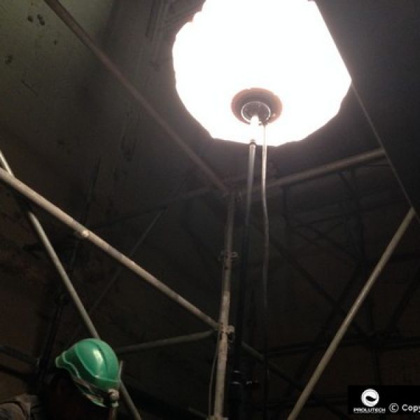 Eclairage en milieu confiné avec le ballon lumineux Sirocco 2S TBT 24v Airstar par Prolutech